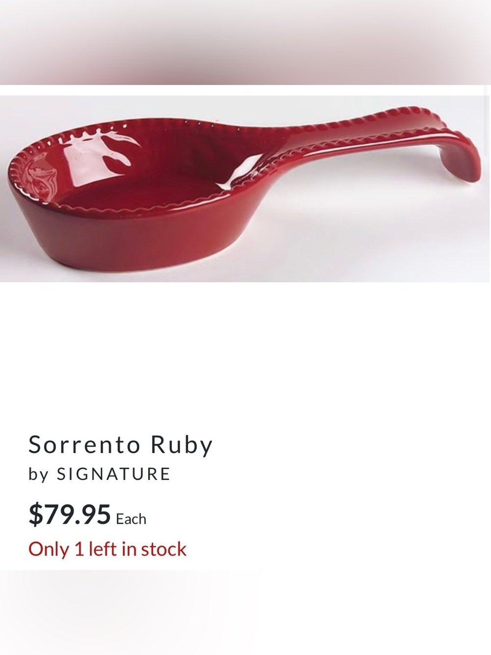 NWT Sorrento Ruby Red Spoon Rest